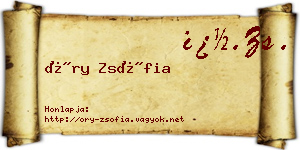 Őry Zsófia névjegykártya